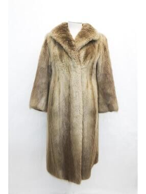 Excellent Blond Long Haired Beaver Fur Coat Jacket Women Woman Size 4 Petite